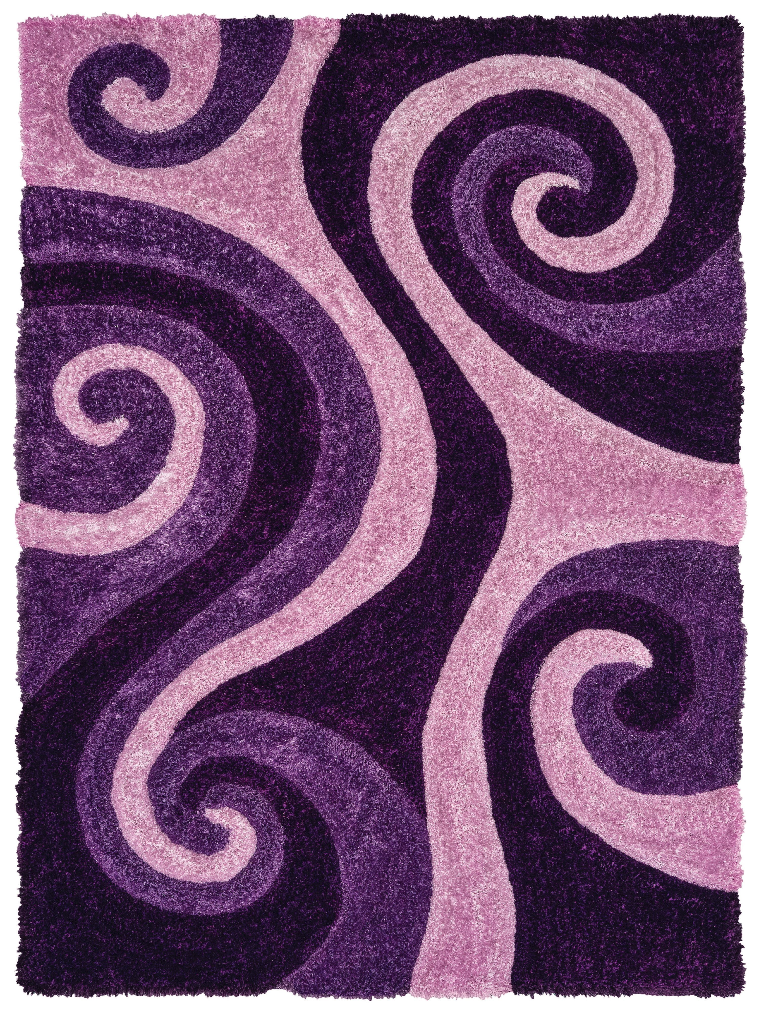 United Weavers of America Swirl Shag Contemporary Area Rugs, Purple