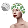 thumbnail image 2 of Kdxio Frogs And Tropical Leaves Print Shower Cap for Women,Elastic and Reusable,Double Waterproof Layers Bathing Hat, 2 of 6