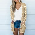 thumbnail image 2 of yardsong Polka Dot Cardigan Sweaters for Women Lightweight Open Front Long Sleeve Casual Loose Long Cardigan Sweaters with Pockets Khaki,XL, 2 of 6