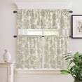 thumbnail image 2 of 3 Piece Kitchen Curtains and Valances Set Green Flowers Cafe Curtains 24 Inch Length Vintage Country Ethnic Tribal Artwork Valance & Tier Curtain for Living Room Bedroom Window 54"x18"+27"x24"*2, 2 of 6
