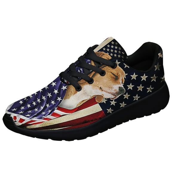 Beagle American flag Patriot Shoes Sneakers Black Size 3.5