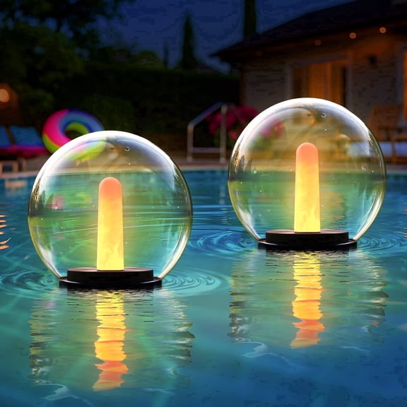 NiceBuy Floating Solar Pool Lights with Flameless Candlelight for Summer/Outdoor/Garden/Porch, Waterproof IP66, 5.9", 2-Pack