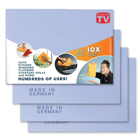 The Original Shamwow, Super Absorbent, Multi Purpose Cleaning Chamois Towel Cloth, 4 Pack, Blue