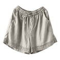 thumbnail image 2 of Lenpel Women's Plus Size Casual Shorts Elastic High Waisted Drawstring Wide Leg Shorts Loose Summer Beach Shorts with Pockets, 2 of 4