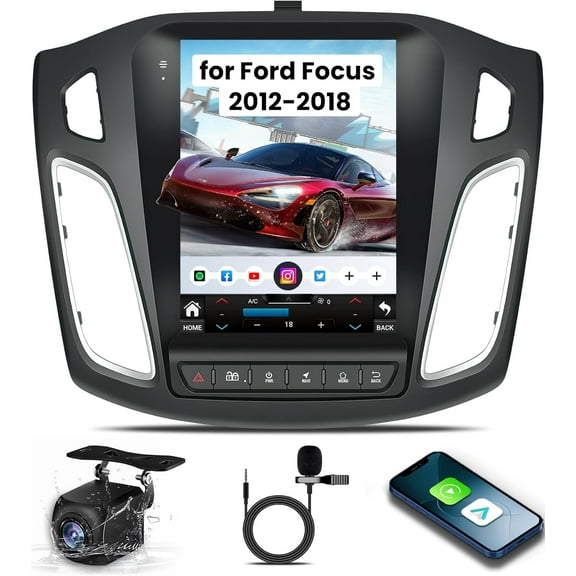 Car Radio for Ford Focus 2012-2018: Upgrade 10.4 Inch IPS Touchscreen Stereo, Wireless CarPlay Android Auto 1080P Backup Camera Bluetooth 5G WiFi GPS Navigation FM Steering Wheel Control Mirror Link