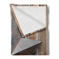 thumbnail image 2 of Prehistoric Country Soft Flannel Fleece Throw Blanket, Antique Rusty Star on the Weathered Wooden Planks Vintage Retro Image, Cozy Plush for Indoor and Outdoor Use, 50" x 60", Brown, by Ambesonne, 2 of 5