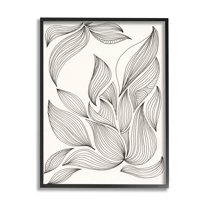Stupell Industries Curved Stripes Pattern Botanical Design Graphic Art Black Framed Art Print Wall Art, Design by Regina Moore