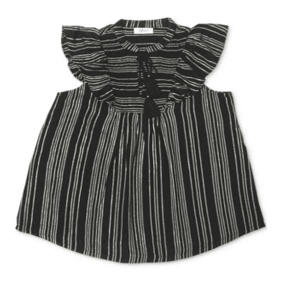 Style & Co Women's Smocked Ruffle Sleeve Top Black Medium