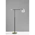 thumbnail image 2 of Matte Black and Antique Brass Metal Floor Lamp with Adjustable Arm and White Metal Shade, 2 of 2