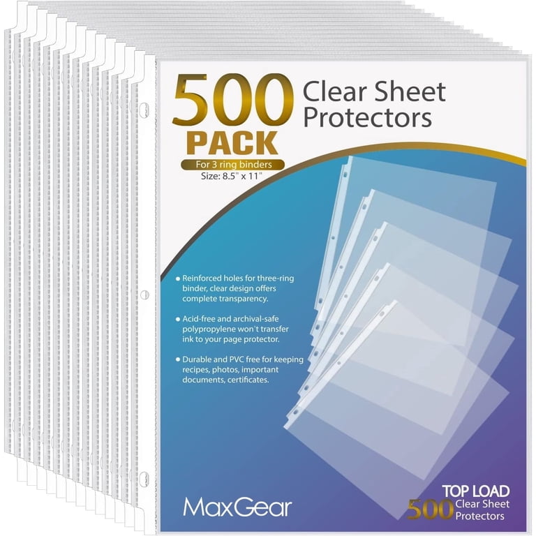 MaxGear Sheet Protectors, 500 Count, Clear, Letter Size photo 1