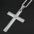 thumbnail image 2 of West Coast Jewelry Men's Polished Stainless Steel Layer Cross Necklace, 2 of 4