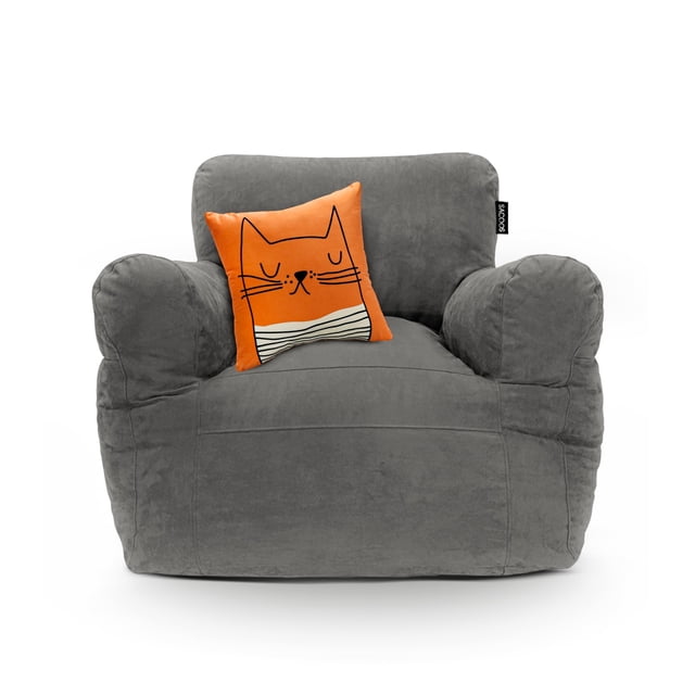 Puff Sillón Individual con descansa brazos + funda de cojín Gris Sacoos Puff GIGANTE