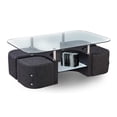 thumbnail image 1 of Table Basse Moderne en Verre Clair avec 4 Tabourets Nichés en Gris, 1 of 2