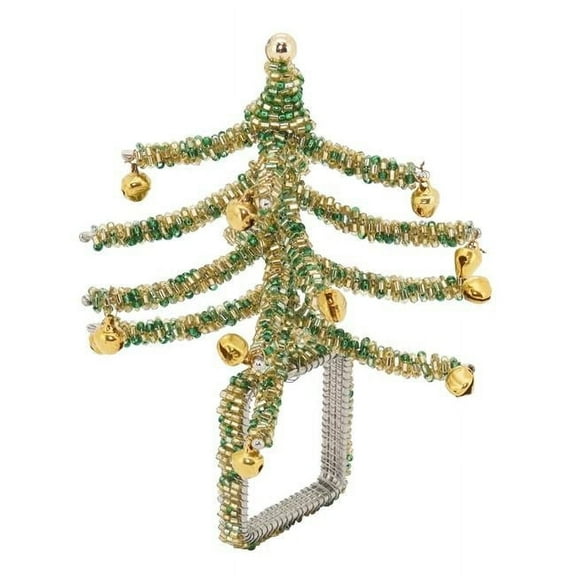 Saro Lifestyle Beaded Christmas Tree Napkin Ring (Set of 4)