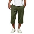thumbnail image 2 of LEKWK Cropped Sweatpants for Men Wide Leg Capri Pants Soft Elastic Waist Casual Lounge Pants with Pockets for Workout Walking Streetwear Everyday Wear Army Green XXL, 2 of 7