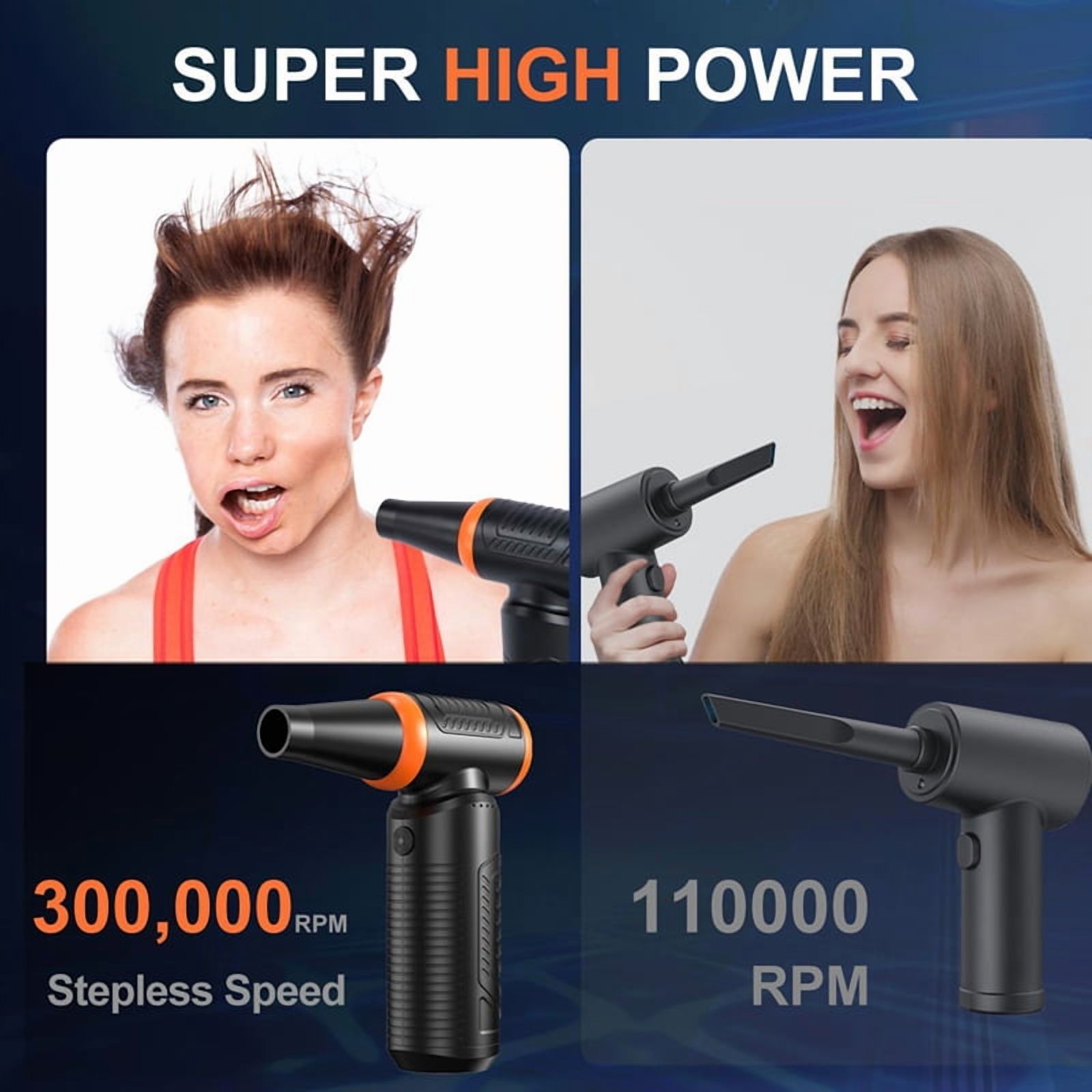 Compressed Air Duster,300000RPM Powerful Electric Air Duster,No Canned Air Duster-Replace Compressed Air,for Car,Home
