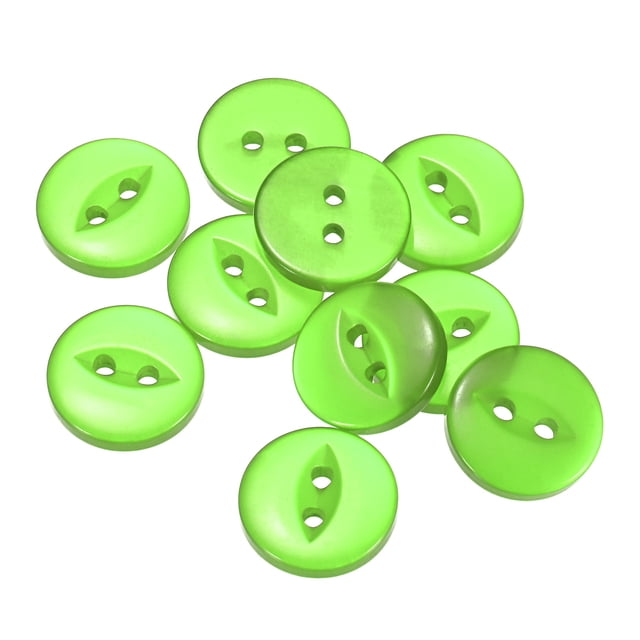 Uxcell 10Pcs 24L Botones de Costura Redondos Verdes 15mm 5/8" Resina 2-Hole Ojo de Pez Botón de Repuesto