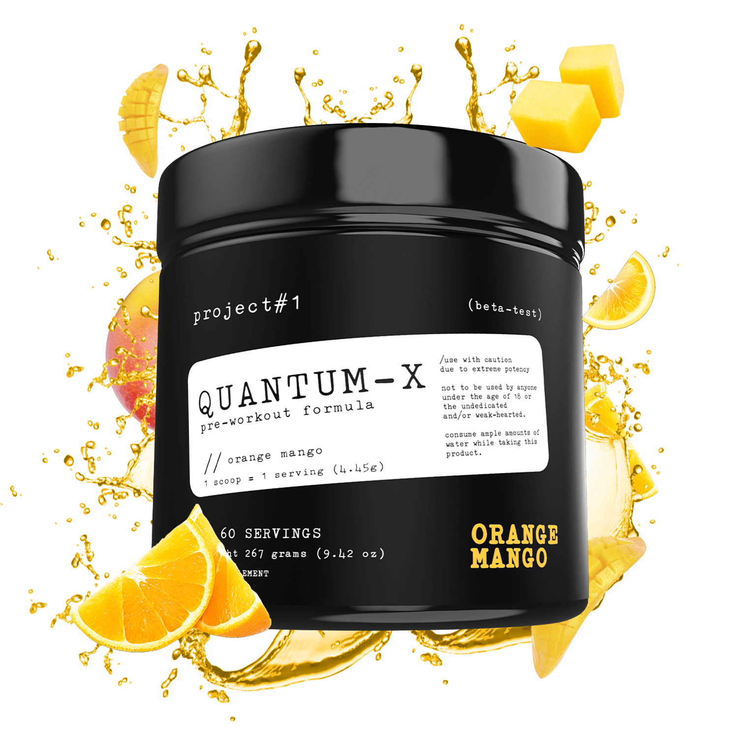 Project #1 Quantum - X: Orange Mango Pre-Workout, 30 Servings, Creatine - Dietary Supplement