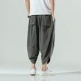 thumbnail image 4 of Vedolay Big and Tall Pants Men Linen Pants Men Summer Zipper Pants Linen Pants Grey,XL, 4 of 5