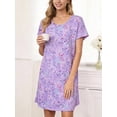 thumbnail image 3 of DAKIMOE Cotton Nightgowns for Women Soft Cotton Short Sleeve Night Shirts Womens Print Sleep Shirts Loose Comfy Pajamas Sleepwear, 3 of 7