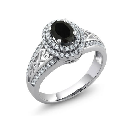 1.25 Ct Oval Black Onyx 925 Sterling Silver Ring