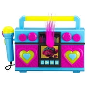 Trolls World Tour Sing Along Boombox with Microphone. Built in Music. Flashing Lights. Real Working Microphone. Connects to your MP3 Player Device.