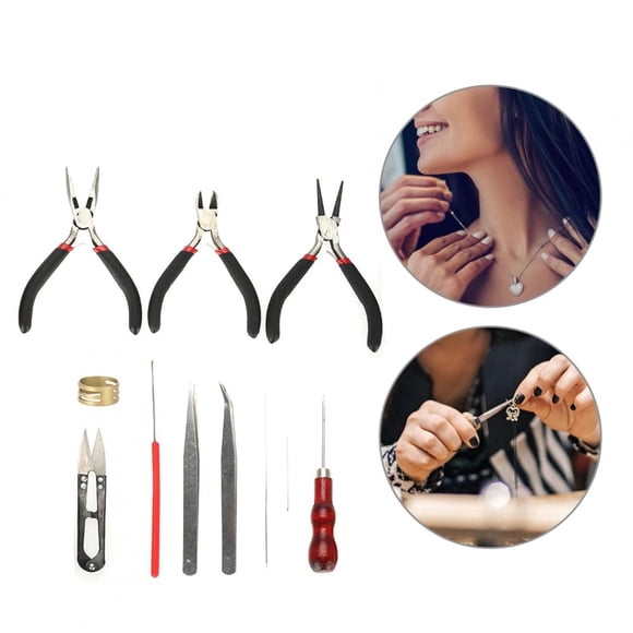 CUITING 11 Pcs Ensembles d'Outils de Fabrication de Bijoux DIY et Outils de Réparation de Bijoux Incluent Pinces Pinces Anneau Kit d'Aiguilles Accessoires pour Collier Bricolage Réparation Nettoyage