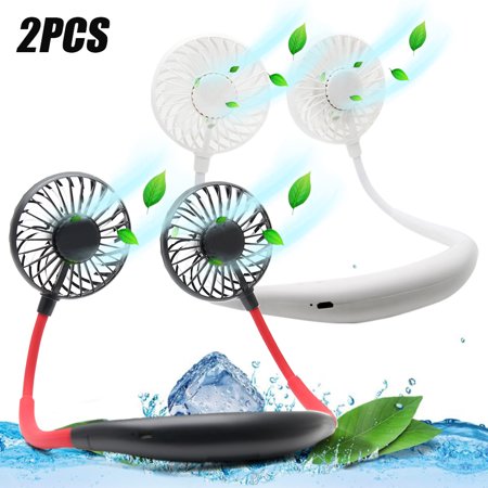 

Ponyta 2Pcs Neck Fan USB Rechargeable Portable Hands-free Fan Mini Sports Fan