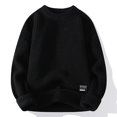 thumbnail image 1 of Casual Men's Round Neck Sweater Solid Color Texture Warm Knit Slim Fit Pullover Sweater Fashion New Winter, 1 of 5