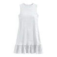 thumbnail image 3 of Fashion Summer Dress for Women Sleeveless Round Neck Casual Loose Fit Solid color Flowing hem Mid Dress for All Occasions Daily Date(White,M), 3 of 5