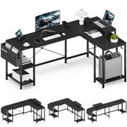 GIKPAL  L-Shaped Desk ,80.2 Inch Reversible Computer Desk with 3 Shelves/Monitor Stand/Storage Bag/Hooks, Office Desk Writing Desk for Home Office, Black