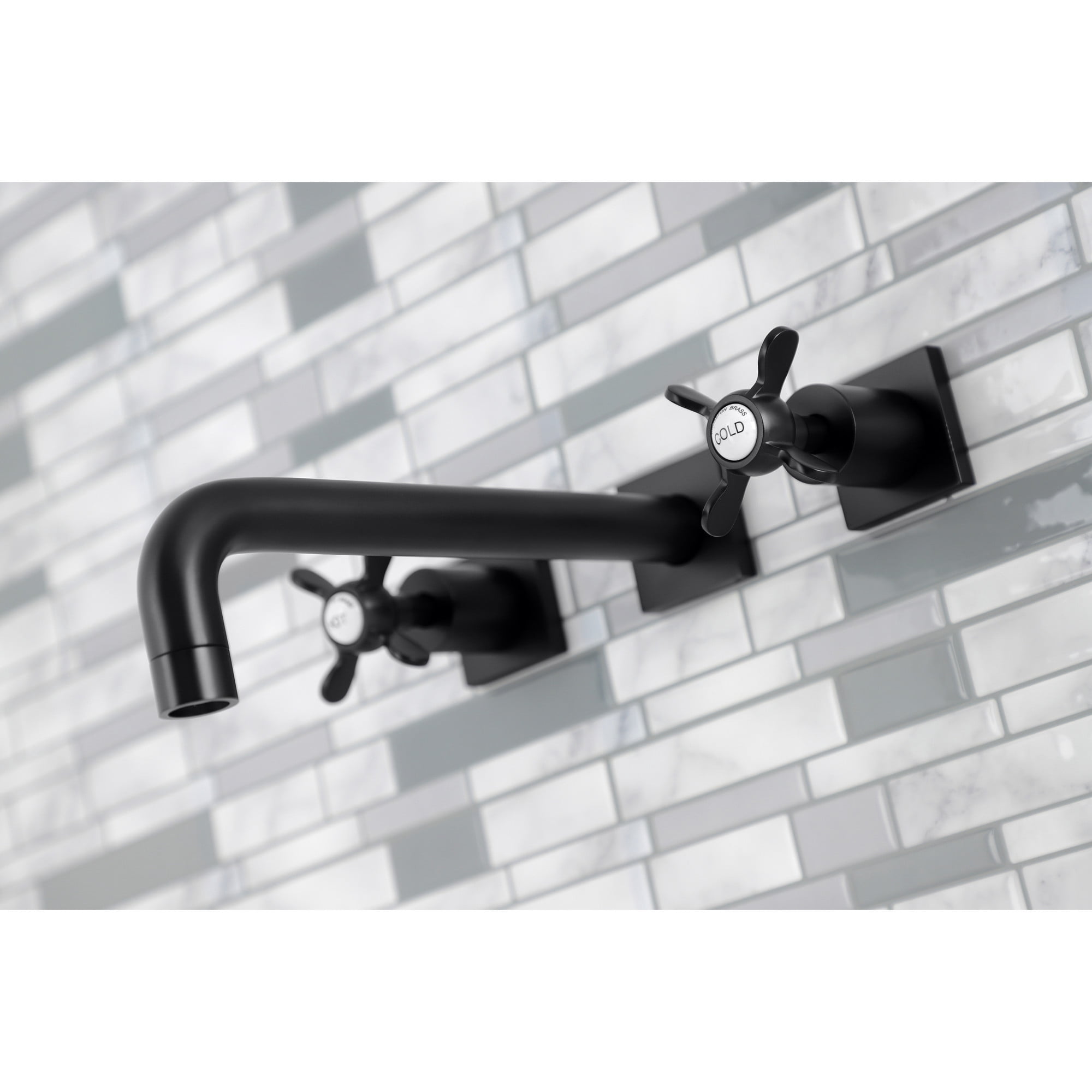 Kingston Brass KS6020BEX Essex Two-Handle Wall Mount Roman Tub Faucet, Matte Black