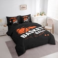 thumbnail image 2 of Castle Fairy Grunge Orange Basketball Print Full Size Bedding Sets 7 Pieces, Urban Sports Themed Full Size Bed in a Bag, Black Orange,Black Reversible, 2 of 7