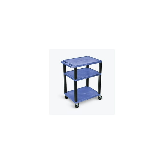 Luxor 18" x 24" x 34" Tuffy Three Shelf Flat Utility Cart - Blue With Black Legs