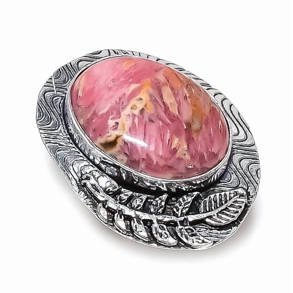 Natural Rhodochrosite Gemstone 925 Sterling Silver Jewelry Ring Size 7