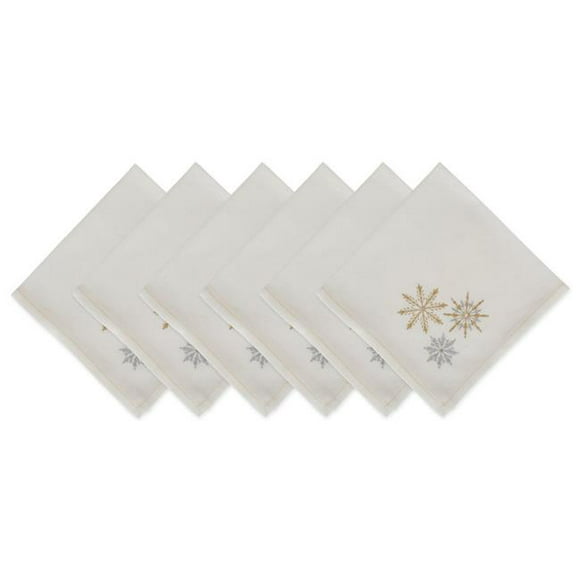 Design Imports CAMZ10702 Sparkle Snowflakes Embroidered Napkin Set - Set of 6