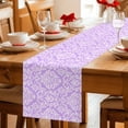 thumbnail image 5 of Purple Boho Flowers Table Runner 108 Inches, Vintage Ethnic Flowers Botanical Bed Runner Dresser Scarves Tabletop for Indoor Outdoor Parties/Ceremony/Banquet, 13"x 108", 5 of 9