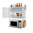 thumbnail image 5 of Countertop Microwave Oven Rack, Kitchen Dying Rack with Storage Cabinet Tableware Organizer Shelf with Draining Trays Knife/Chopping Board Holder, 5 of 13