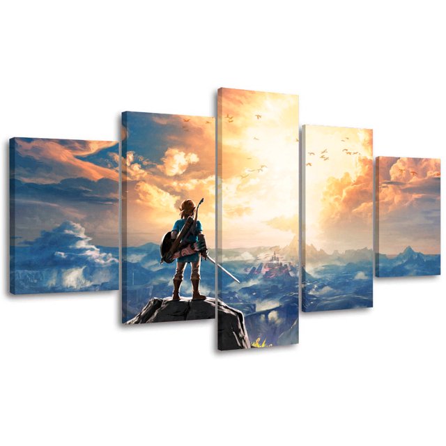 5 Cuadros Decorativos Zelda Paisaje Montañas Canvas Listo Para Colgar 150x84cm Jungle Art Impresion Tela Arte