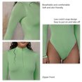 thumbnail image 4 of Slim Bobysuit, Stand Collar Zipper Front Women Bobysuit Pure Color Casual One Piece For Shopping, 4 of 6