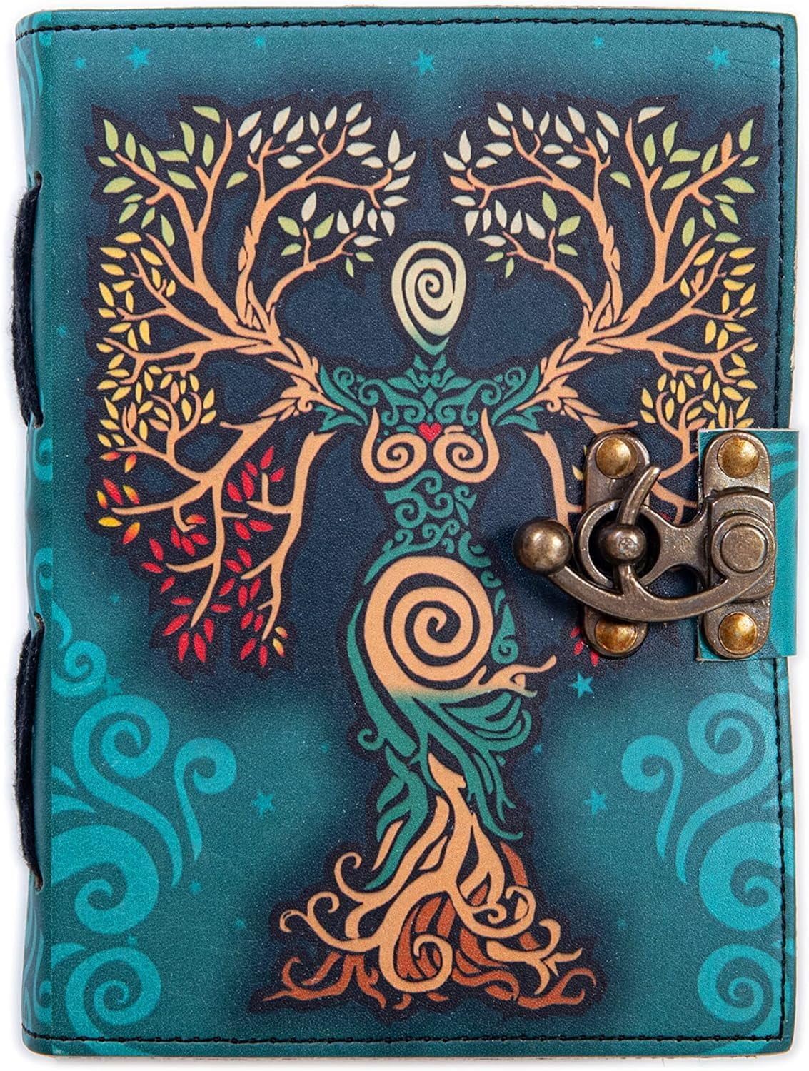 Foja Handicraft Blank Spell Book Of Shadows Journal With Lock Clasp Prop Vintage Handmade Leather Diary Embossed Prayer Pagan Antique Witchcraft Wiccan Notebook Daily 7 X 5 Inches