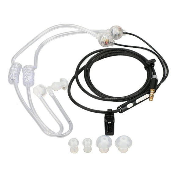 DEWIN Air Tube Earbuds Ergonomic Radiation Free Noise Reduction Portable Binaural 3.5mm Air Tube Headset for Laptop Tablet Black