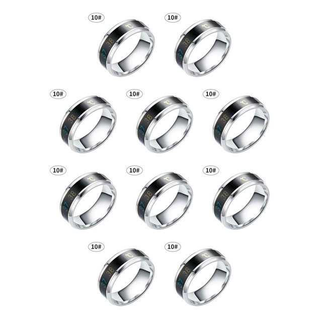Sonducket Anillo de temperatura Acero Emoción Anillos de humor Pareja Joyería de mano sensible inteligente, Tamaño 10, Plata Plata 10 # 10piezas Sonducket CBP154653