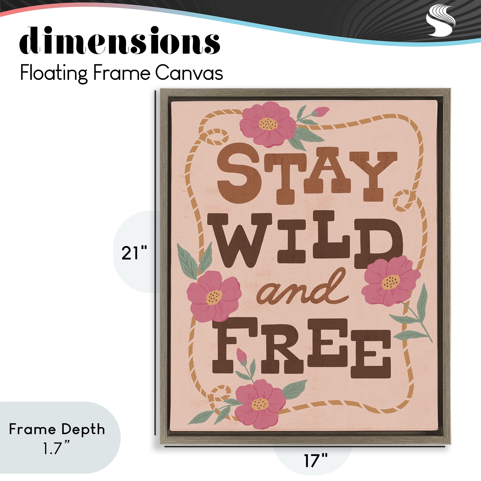 Stupell Industries Wild & Free Boho Girl Brown Framed Floater Canvas Wall Art, design by Nina Seven