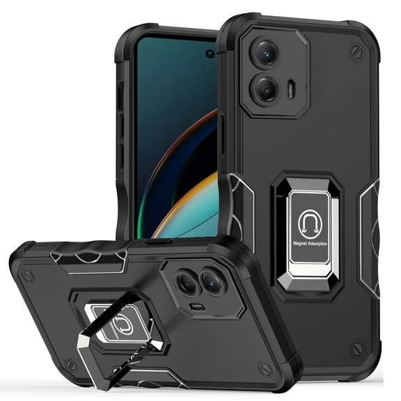 Military Grade Shockproof Hybrid Armor Case with Ring Grip for Motorola Moto G 5G 2024 - Black