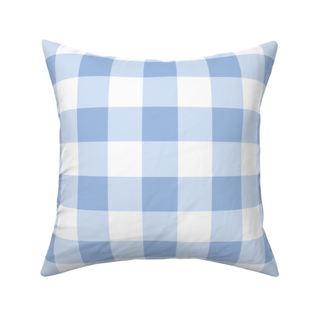 Blue And White Plaid Light Throw Pillow Cover w Optional Insert by