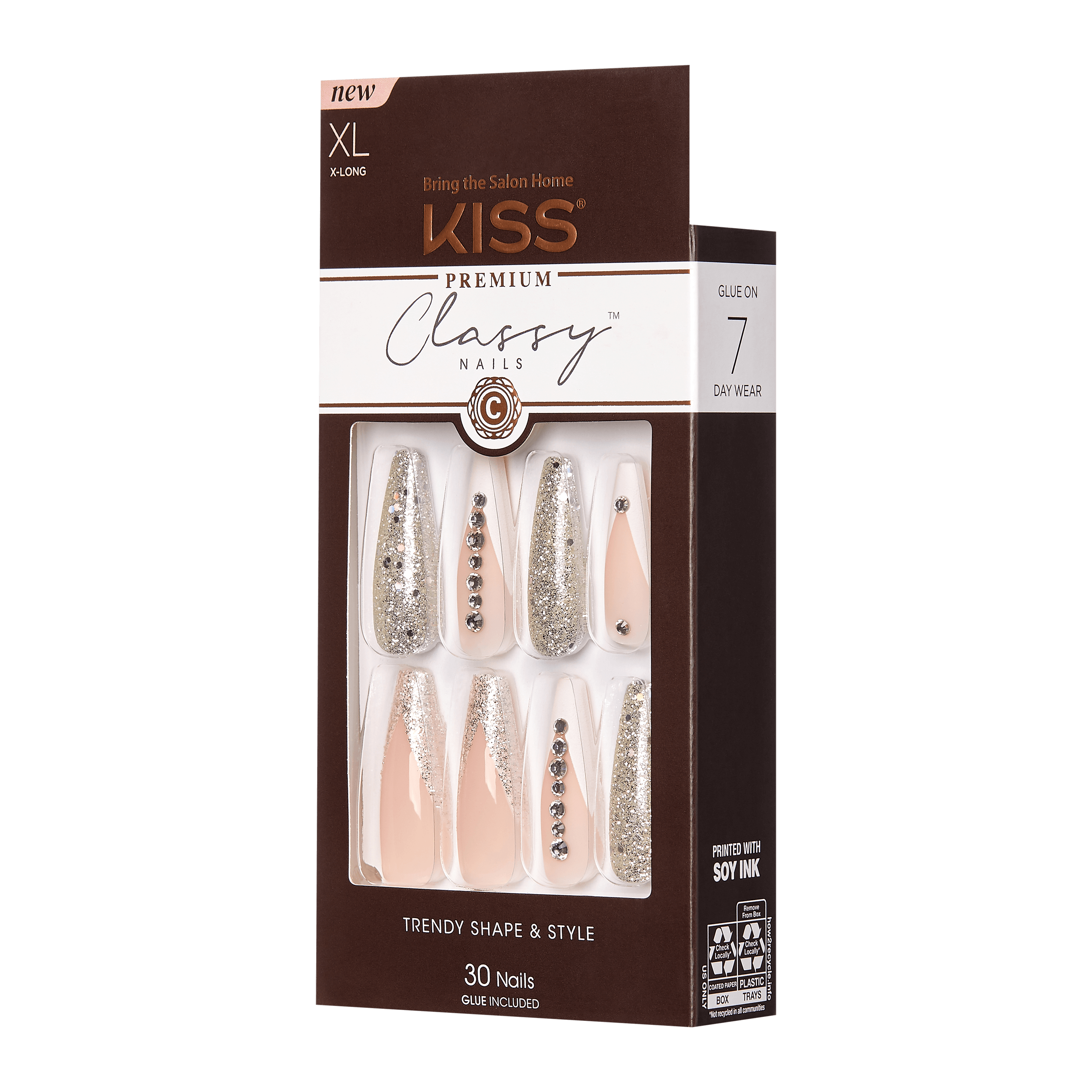 KISS Classy Premium Fake Nails, Sophisticated, 30 Count - Walmart.com