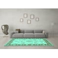 thumbnail image 3 of Ahgly Company Machine Washable Indoor Round Oriental Turquoise Blue Traditional Area Rugs, 7' Round, 3 of 4