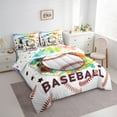thumbnail image 3 of Feelyou Cartoon Baseball Sport Bedding Comforter Set 7pcs, Fashion Watercolor Art King Bedding Sets, Teens Kids Boys Girls Reversible Bed Sheets, Ultra Soft Bedroom Decor, 3 of 8