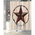 thumbnail image 3 of Split Shower Curtain for Transfer Bench, Texas Star Farmhouse Fabric Shower Curtains for Bathroom, Western Country Stars Retro Tub Sliding Transfer Bench Waterproof Bath Curtains 72"x96", 3 of 9